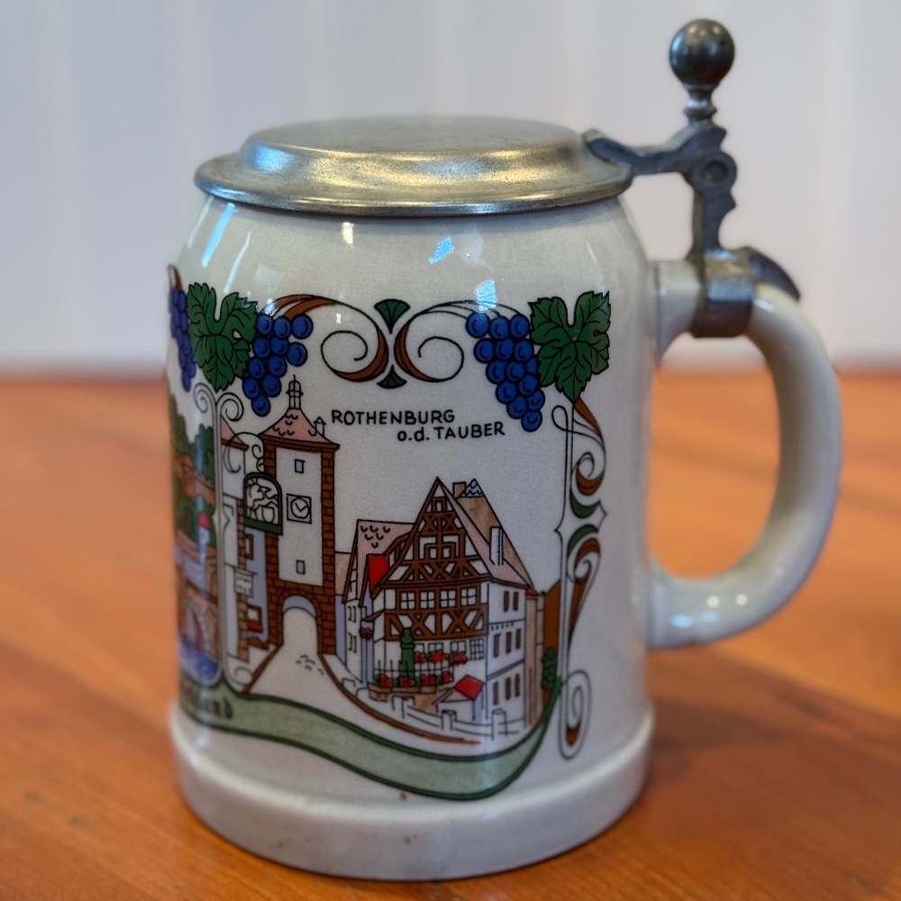 Vintage Germain Lidded Ceramic Stein Heidelberg Rüdesheim a. Rhein - Picture 6 of 14
